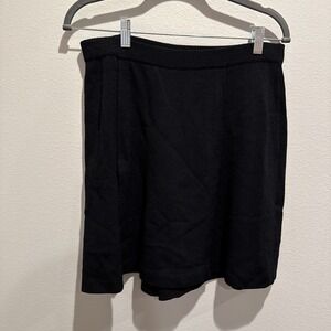 St John Marie Gray Skort Skirt Shorts Pull On Black Size 6 Wool Rayon Classic